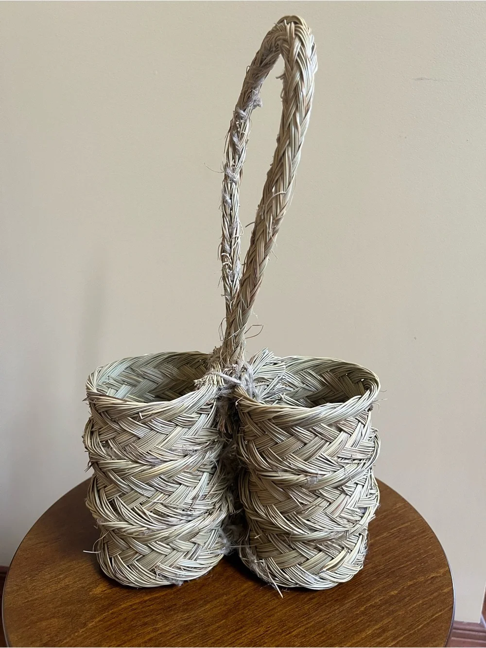 Esparto Grass Wine Holder Handwoven in Spain Natural Beige Khaki